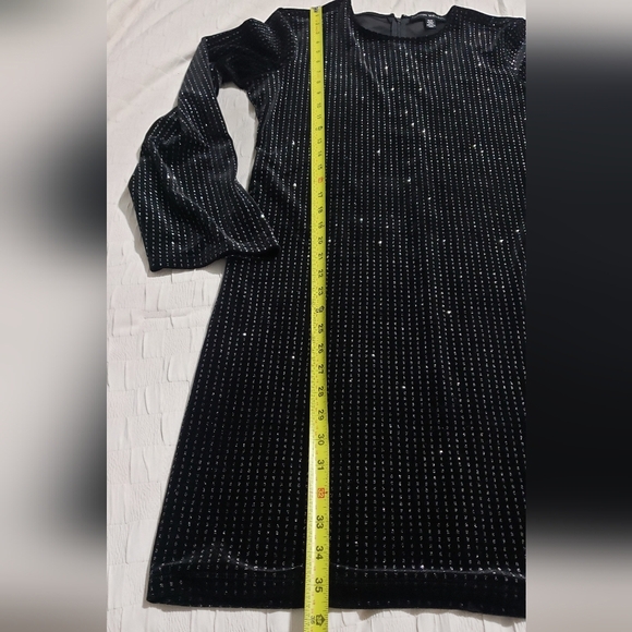 Catherine Malandrino Womens Long Open Sleeve Velvet Dress Black/Silver Size M - Picture 11 of 11